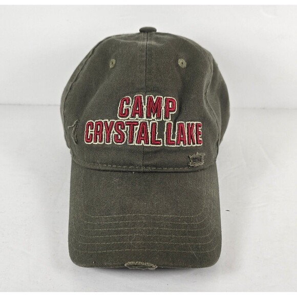 Friday The 13th Camp Crystal Lake Distressed Hat Adjustable Frayed Horror Green - Picture 2 of 10